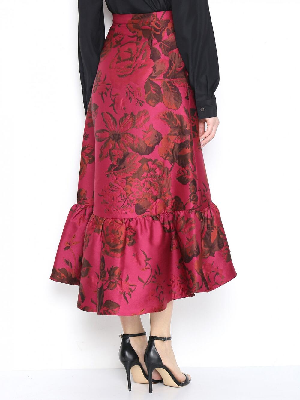 Max & Co Avant Garde Jacquard Floral Elegant Old Money Asymmetrical Midi 4